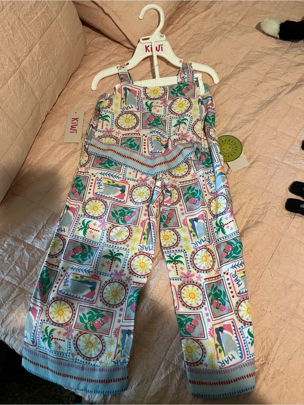 Kiwi Multicolor Wide-Leg Jumpsuit - White, Pink, Yellow, Green, Blue